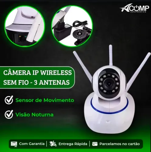 Câmera IP Wireless 3 Antenas - Segurança Total para sua Casa