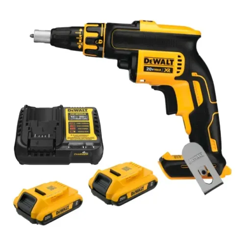 Kit Parafusadeira Drywall 1/4'' Brushless 2 Baterias 20V 2.0Ah Carregador Dewalt DCF620