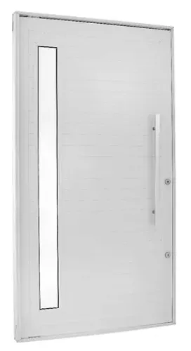 Porta de Aluminio lambril Vidro e puxador 210x80 branco