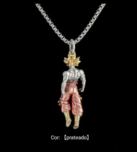 Colar Pingente Goku Dragon Ball Z Prateado