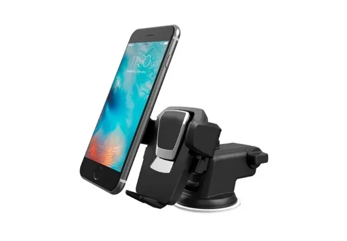 Suporte Universal Carro Smartphone e GPS, Ventosa Silicone, Rotação 360º   