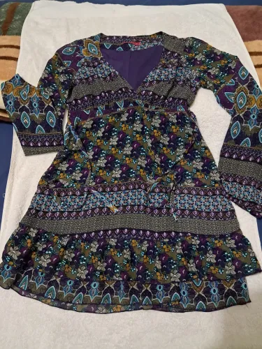 Vestido estampado manga longa