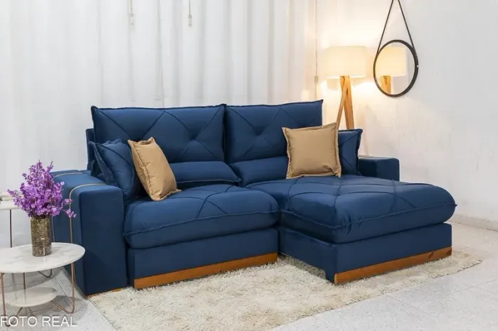 Sofá Retrátil Reclinável 2.50m Lux Décor D33 e Molas Ensacadas rf544