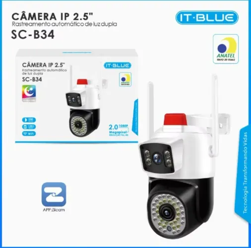 Camera It blue sirene policial 2.0 megapixel 1080p sc-b34 ip2.5 rastreamento automático