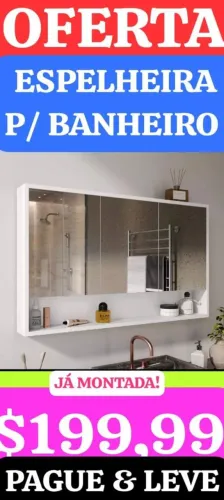 Espelheira para Banheiro com Prateleira - Oferta Imperdível!