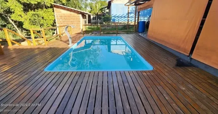 Linda piscina de fibra instalada 6 metros