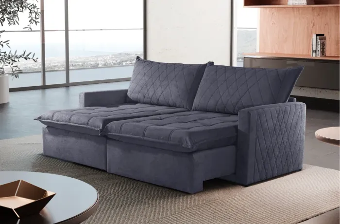 Sofá Retrátil Reclinável Sem Caixa 1,80m Molas Bonnel t432