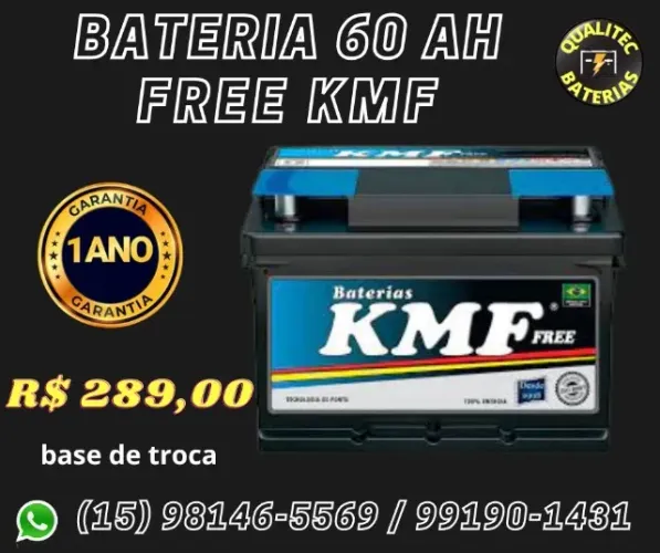 Bateria para carro 60 amperes free Kmf em promoção !