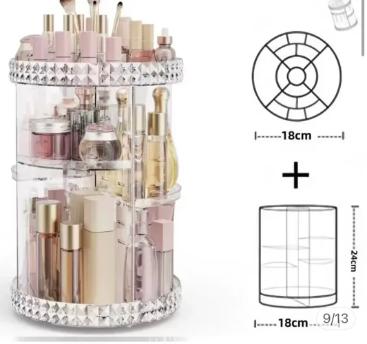 Kit Organizador Cosmético maquiagem Acrílico giratório 360