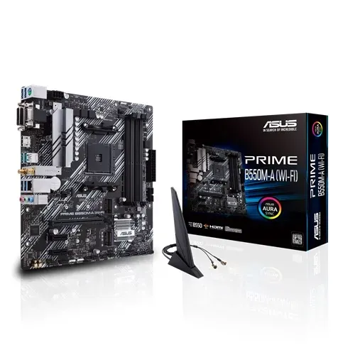 Lacrada Placa Mãe ASUS Prime B550M-A WiFi II AM4 DDR4 PCIe 4.0 Wi-Fi 6 
