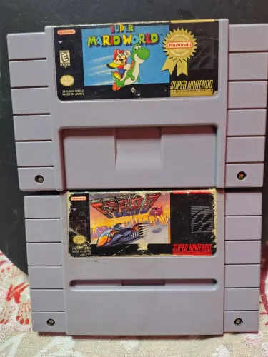Fita super Nintendo Super Mario World e F-zero Original