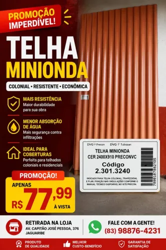 Telha em pvc a partir de 77,99