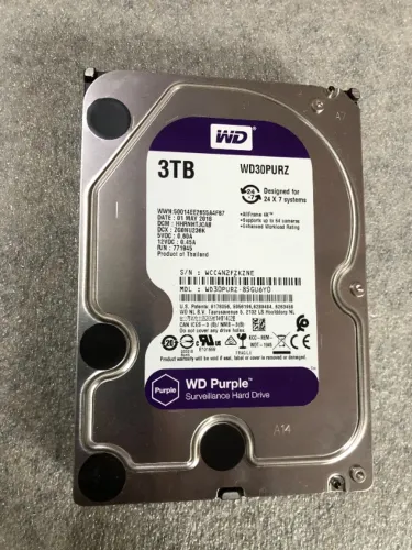 HD WD Purple 3TB 5400rpm p/ CFTV/NVR/NAS/backup (usado, bom estado)