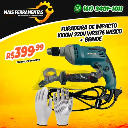 Furadeira De Impacto 1000w 220v Ws3176 Wesco + Brinde