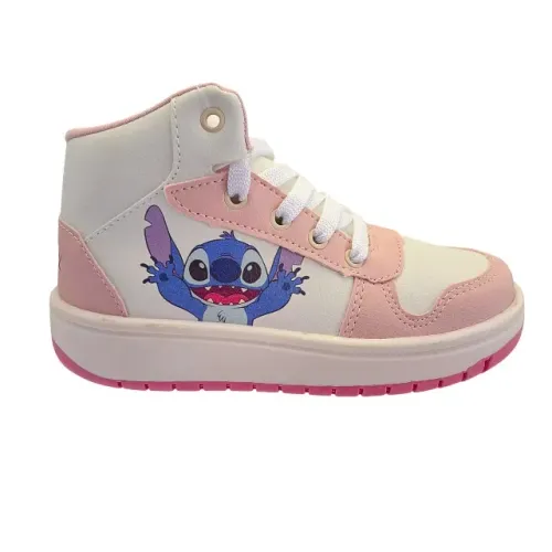 Tênis Infantil Casual Botinha Confortável Cano Alto Stitch Branco DST09DYBR