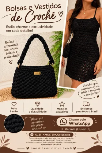 Bolsas, Vestidos e Peças de Crochê - Feitos à Mão