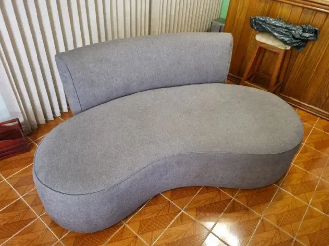 Sofá Curvo 3 Lugares Orgânico Loom Bouclê 1,80m Gráfite