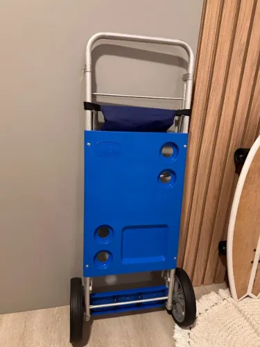 Carrinho de Praia Mor Azul de Alumínio que Vira Mesa