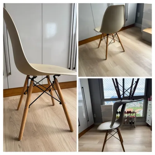 Kit 6 Cadeira Charles Eames Eiffel Cor Nude Montadas