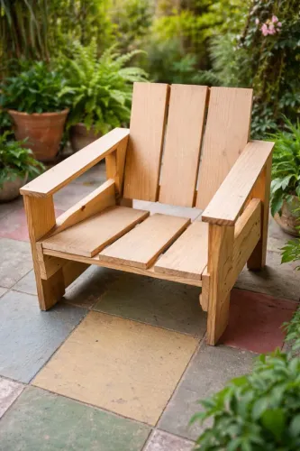 Poltrona em madeira maciça de pinus - estilo rústico / artesanal