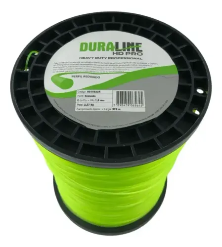 Fio de nylon Duraline 1,6 mm rolo 922 metros para roçadeira