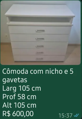 Cômoda com Nicho e 5 Gavetas ... PAGAMENTO À VISTA.. Retirada em Jacarepaguá. 