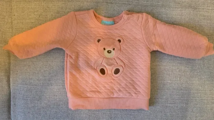 Moletom infantil Pekkle rosa com ursinho, 12 meses