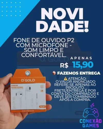 Fone de Ouvido P2 com Microfone - Som Limpo e Confortável.