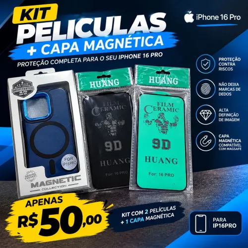 Kit 2 películas + capa iPhone 16 pro