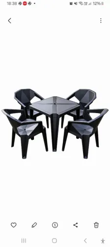 Conjunto mesa plastico diamantada, cadeira 182 kg
