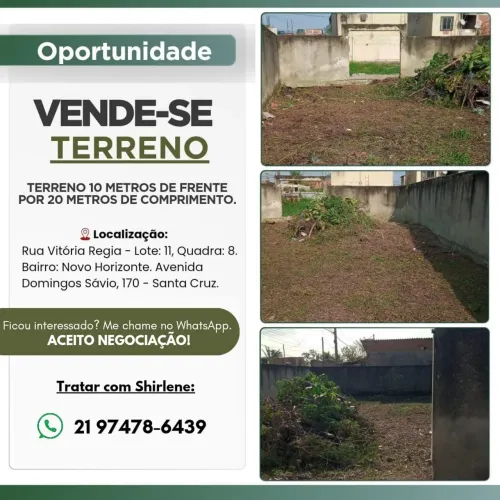  Venda! Ótimo  terreno  santa cruz 