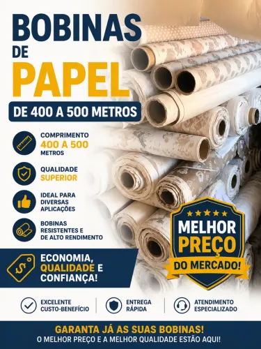 Bobinas de Papel em geral de 400 a 500 metros