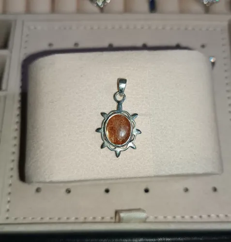 pingente prata 925 heliolita sunstone