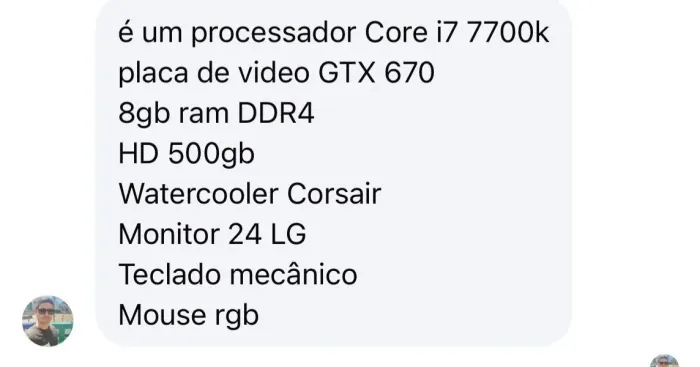 Computador completo - core i7 7° geração, Placa vídeo GTX 670
