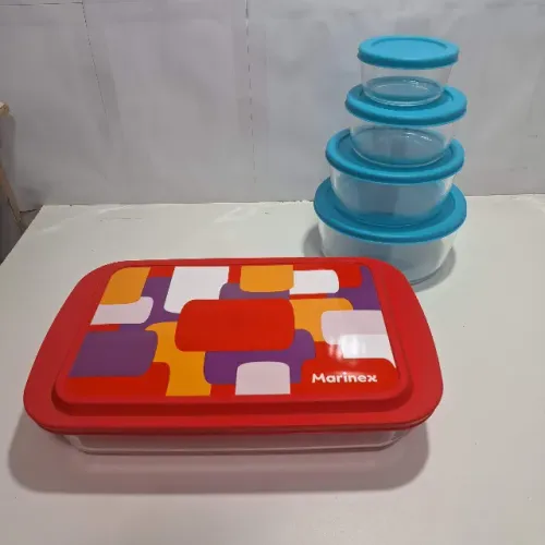 Marinex Grande 36cm + Jogo de 5 potes de Vidro Borossilicato (Forma Assadeira Lasanheira)