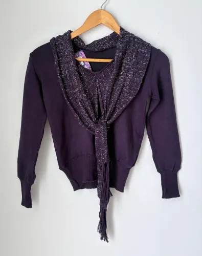 Blusa de Tricô Feminina Roxa Bon Ton Tamanho M