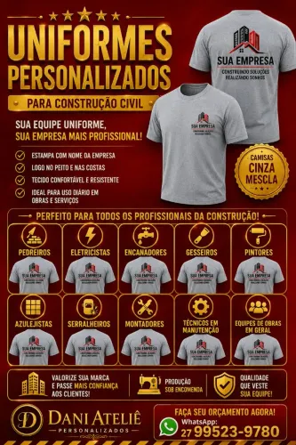 Camisas personalizadas para uniformes de construção civil