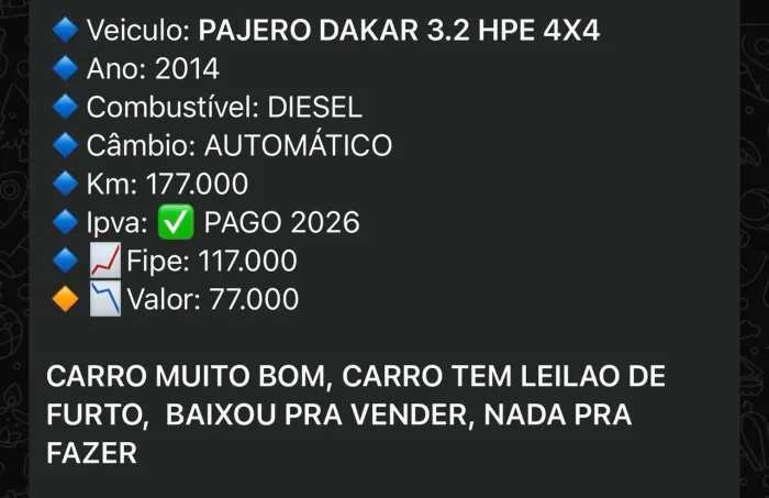 Mitsubishi Pajero Dakar HPE 3.2 4X4 T.I Dies 5P AUT 2014
