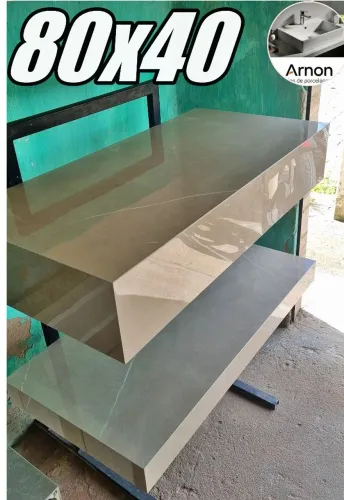 Bancada de porcelanato para cuba 80x40 com prateleira