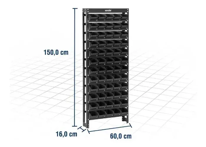 Estante Metálica C/ 60 Gavetas N°3 Vonder