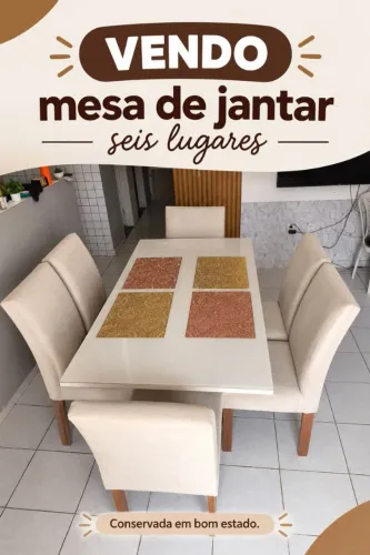 Mesa 6 Lugares Laqueada ( Á VENDA )