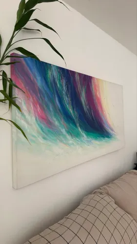 Tela Abstrata Grande 1,80m x 0,75m - Peça Exclusiva Decorativa
