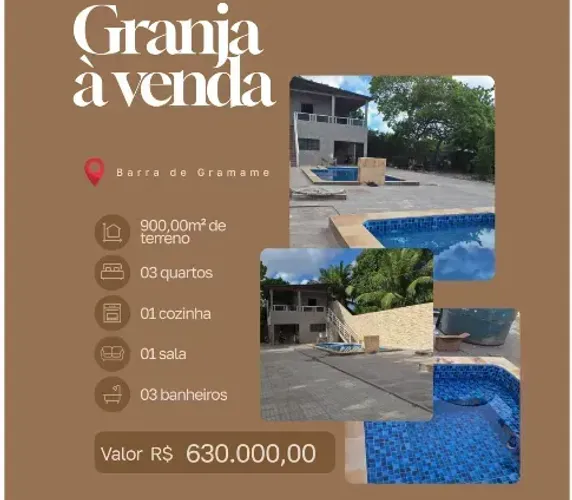 Chacara/Grana ! À Venda Barra de Gramame C/Casa Sede/Piscina/Espaço Gourmet