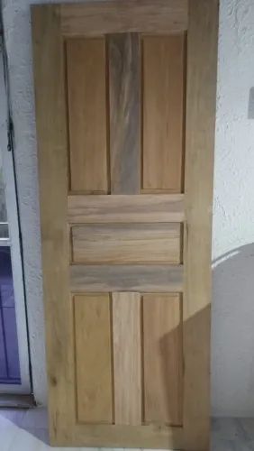 Porta de madeira mista 80x210 completa com caixilhos fechadura - Nova 