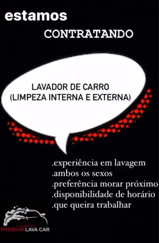 Vaga para lavador de Carro e Higienização geral. 