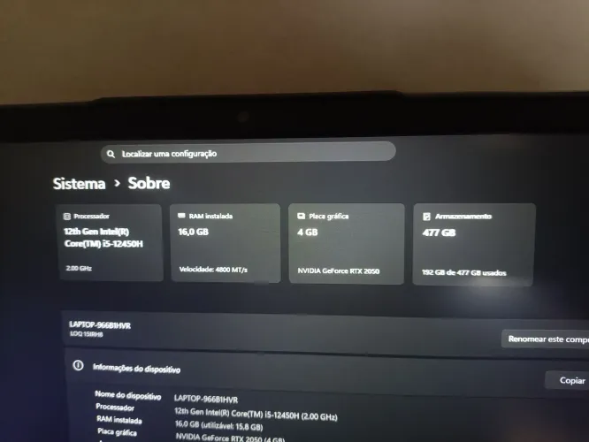 Notebook Lenovo LOQ I5 DE 12GERAÇÃO