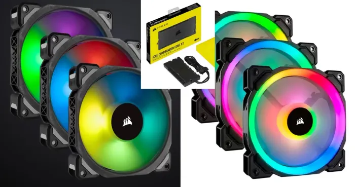 Kit 6 Fans Ventoinhas Corsair RGB + Controladora