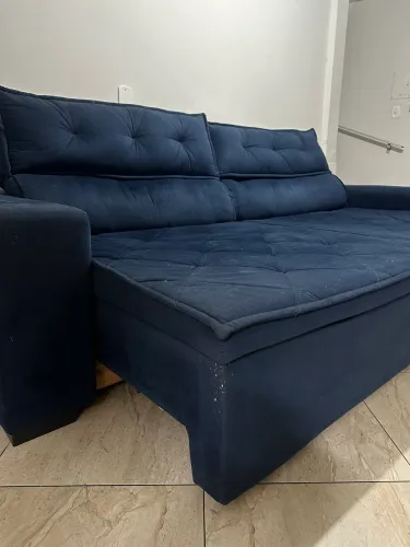 Sofá retrátil grande azul-marinho - 2,80 m, confortável e espaçoso