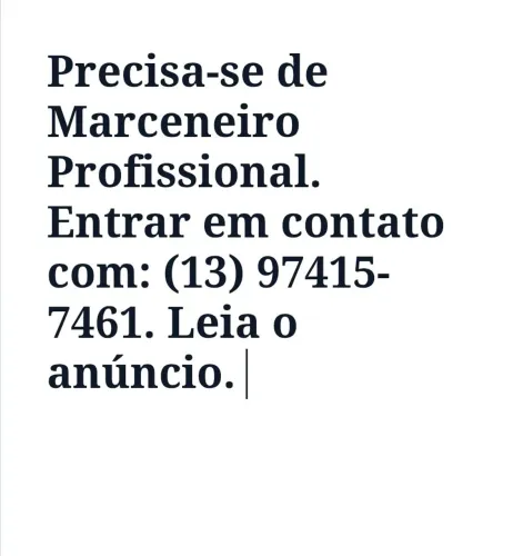 Precisa-se de Marceneiro Profissional
