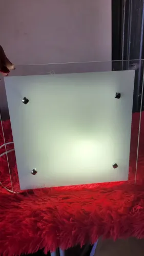 Iluminaria plafon de sobrepor quadrado com vidro jateado 